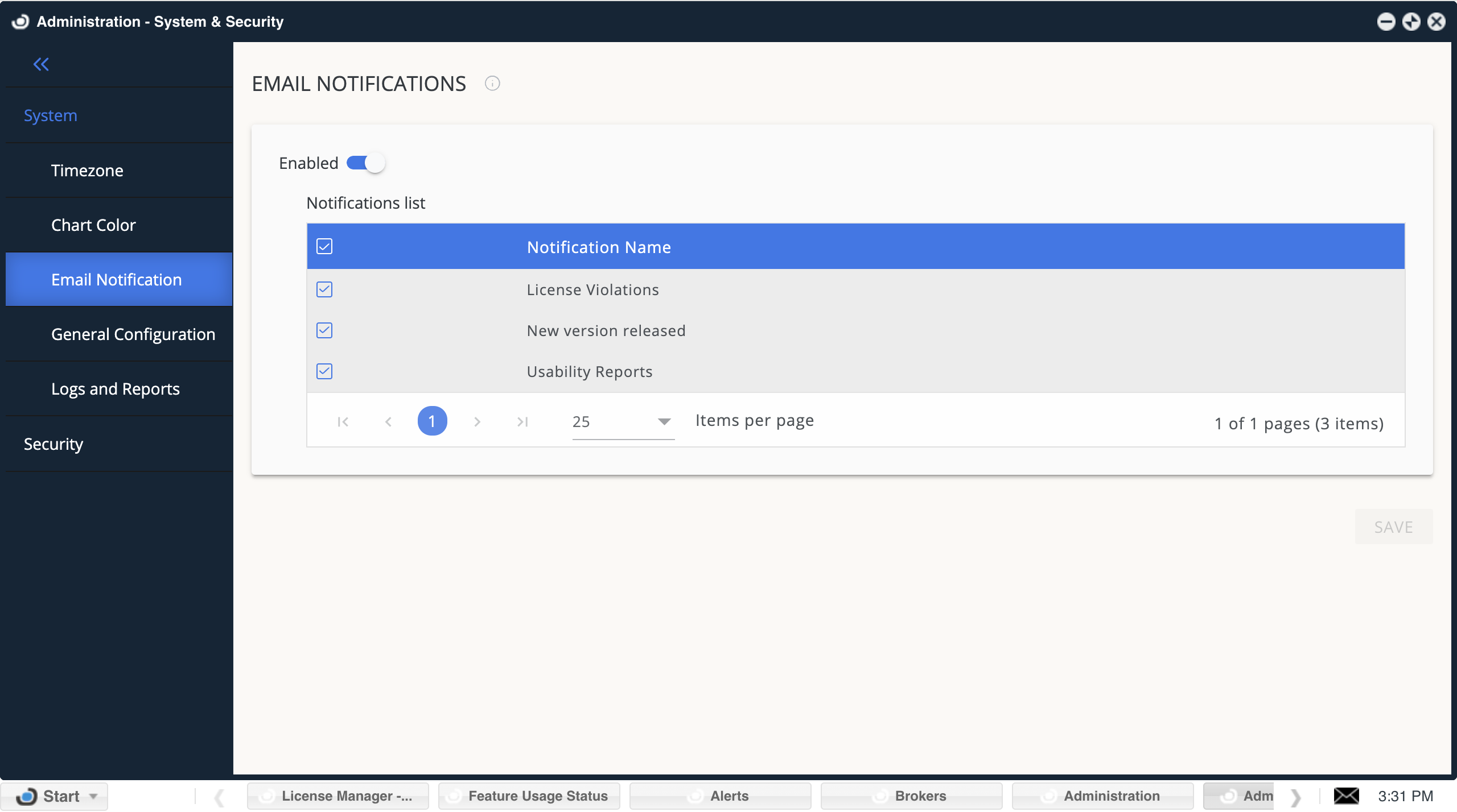 Email Notifications Administration