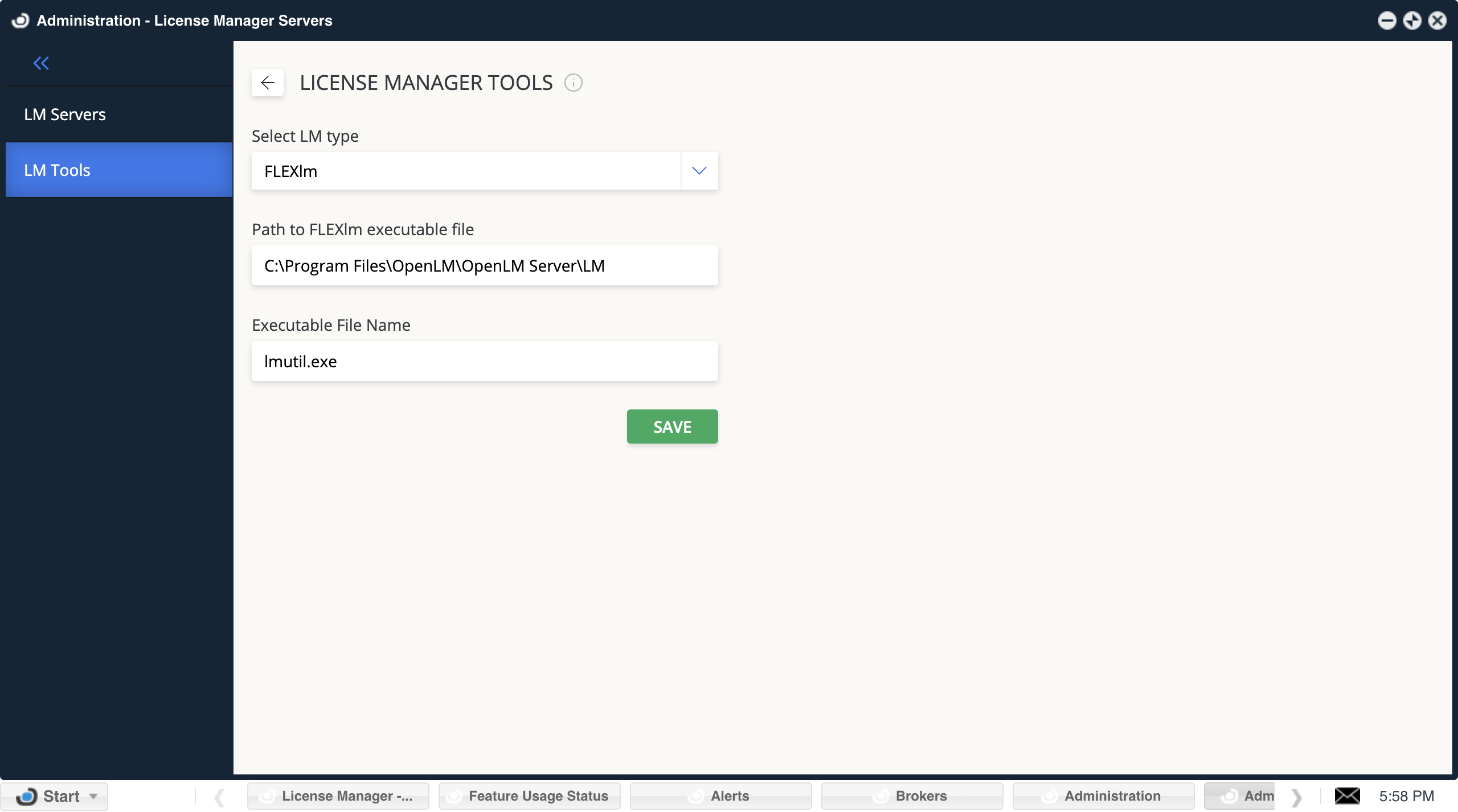 Administration - LIcense Manager Servers