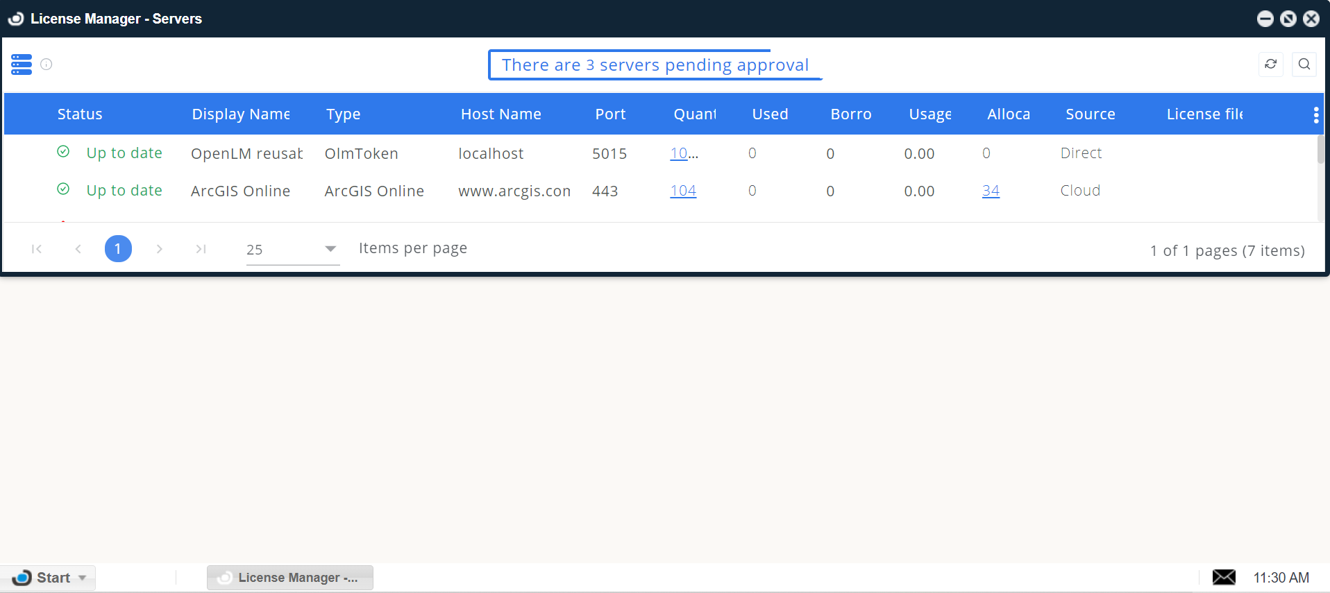 EasyAdmin UI - License managers servers