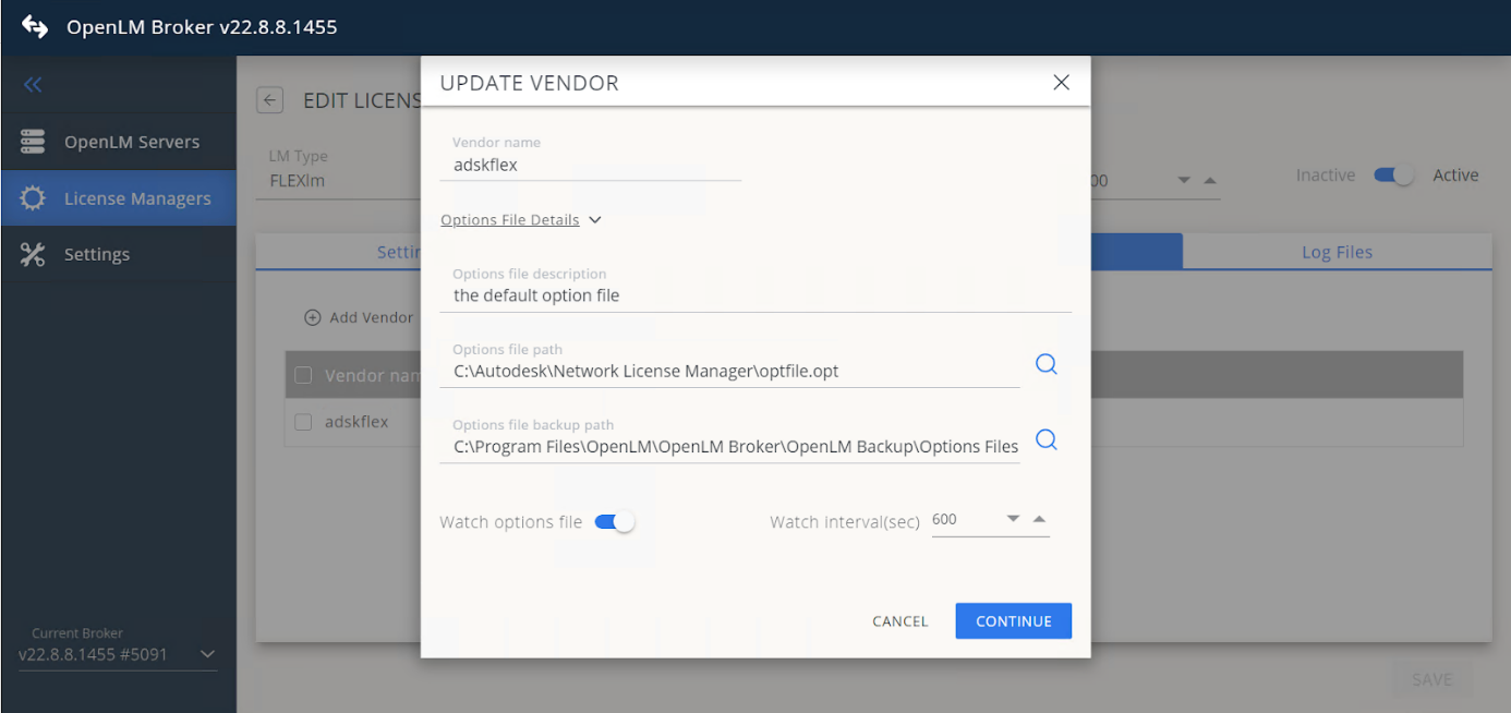 In Log Files, click Add Log File.