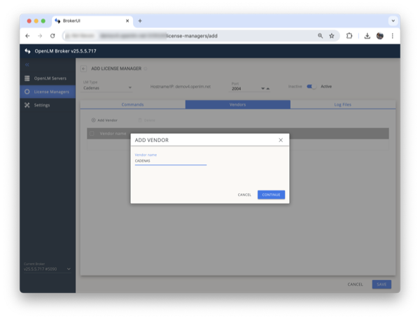 Adding CADENAS Server vendor in OpenLM Broker
