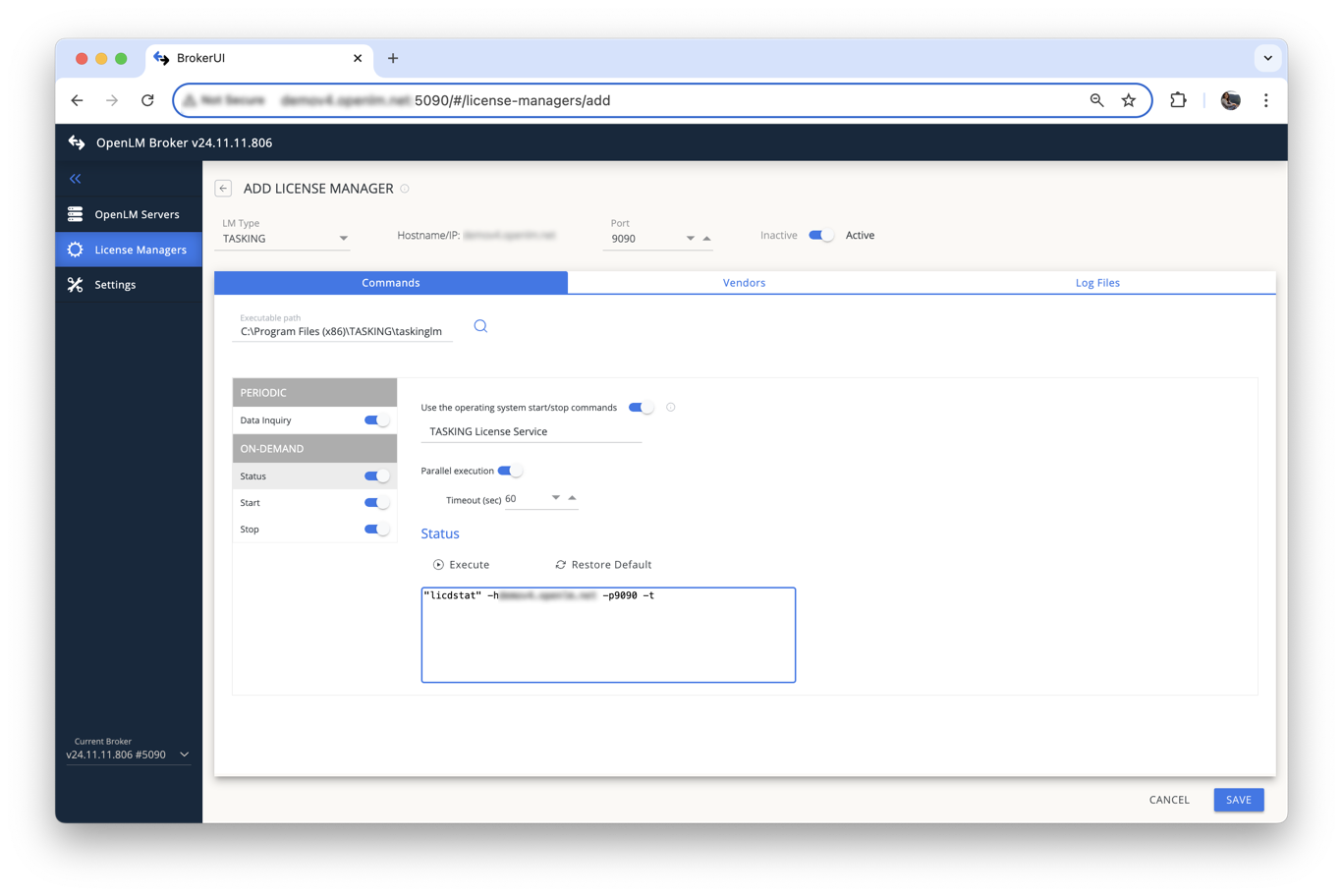 Click Save, then Execute to verify no errors appear.