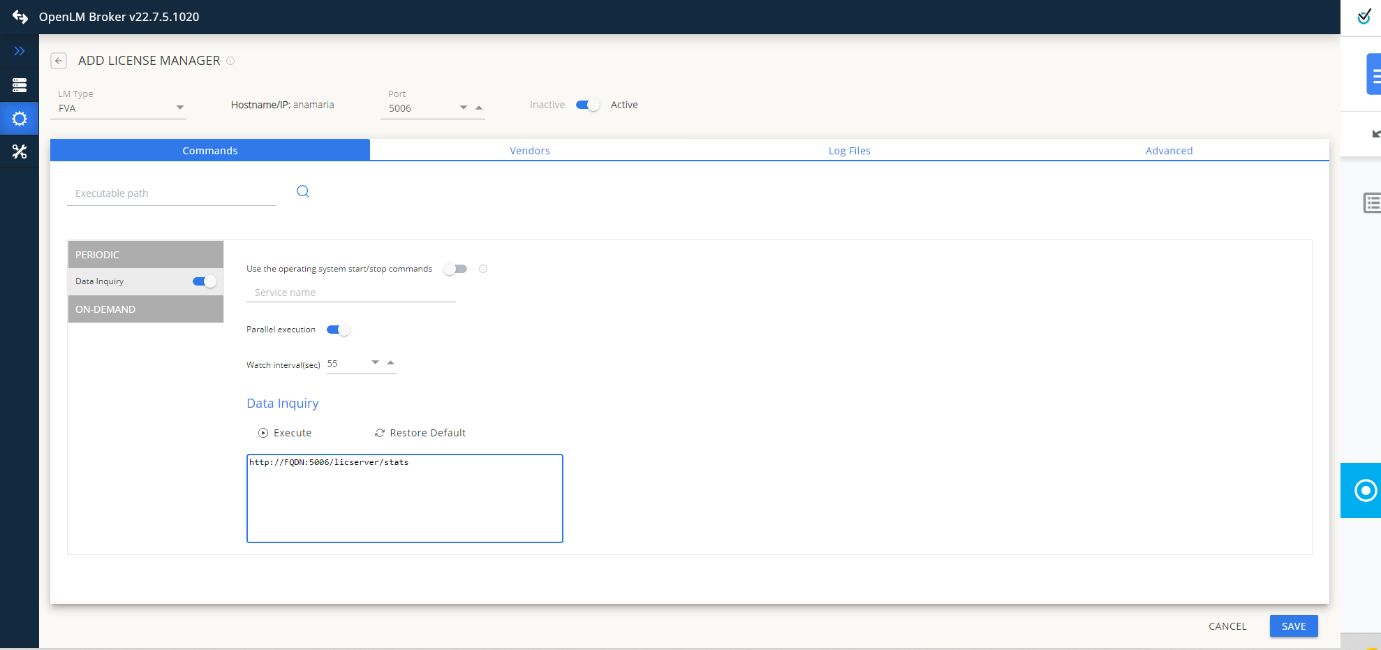 Switch to the Vendors tab. Click Add Vendor, enter FVA-Workbench in the Vendor Name field, and click Continue.