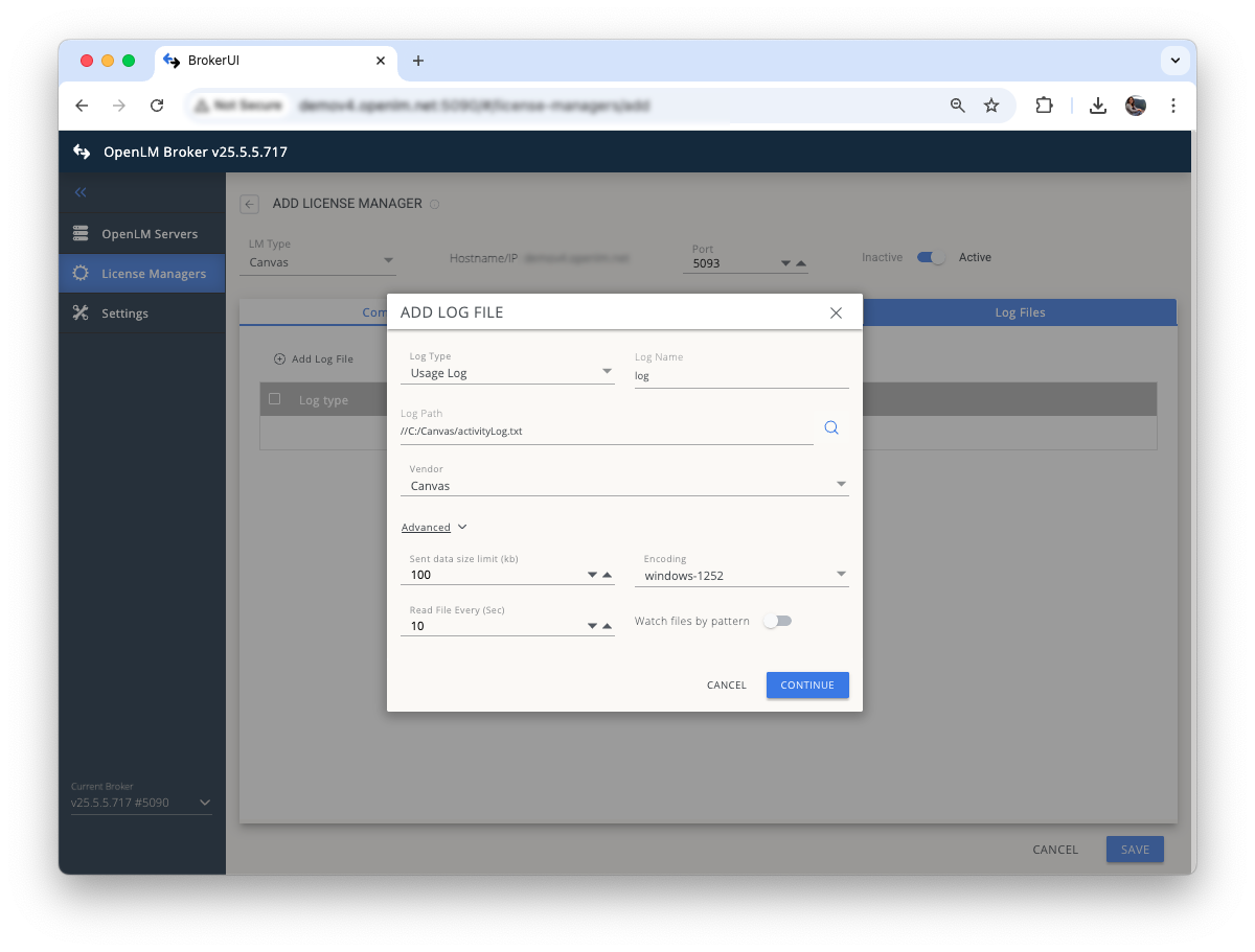 Adding a log file for Canvas in OpenLM Broker