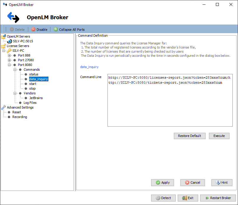 Broker settings for JetBrains FLS