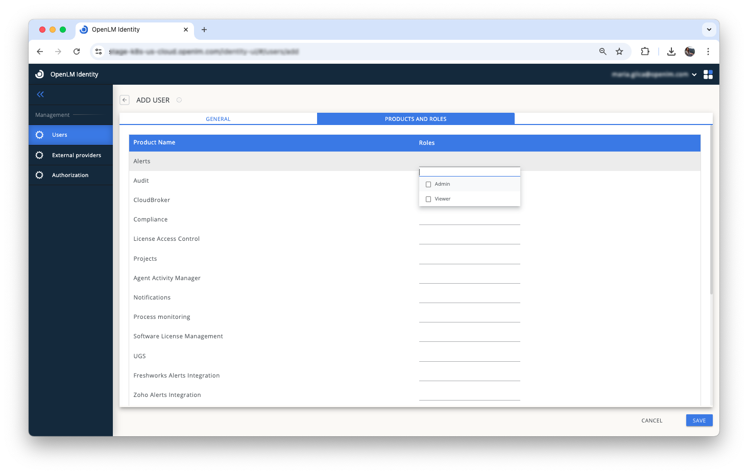 Products and Roles configuration in Identity Service