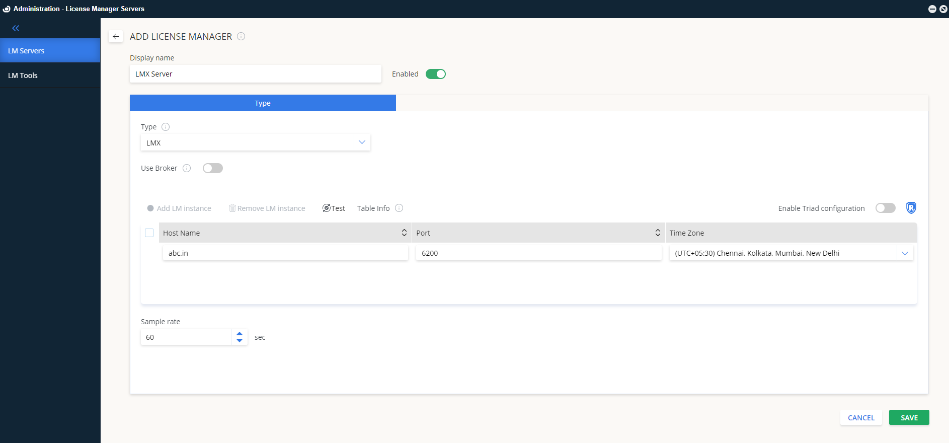 LMX server configuration