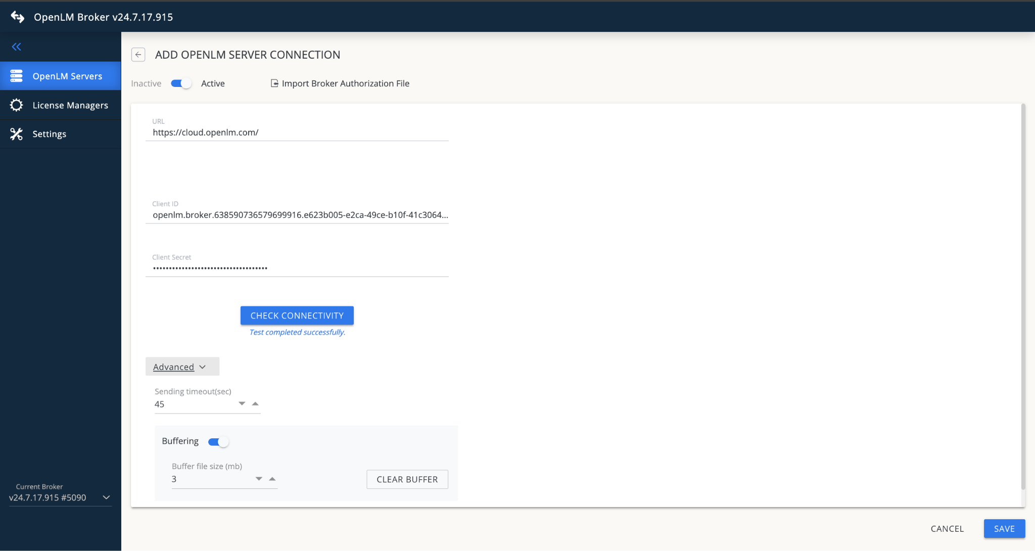 Figure 17: Add OpenLM Server Connection