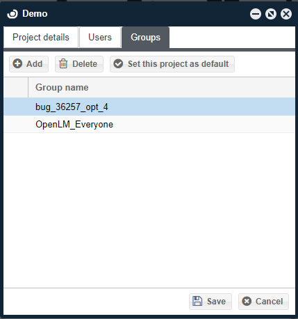 Attaching users and user groups to a project 