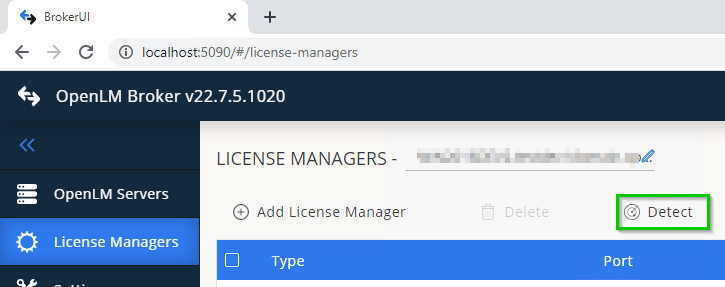 Detect button in Broker UI