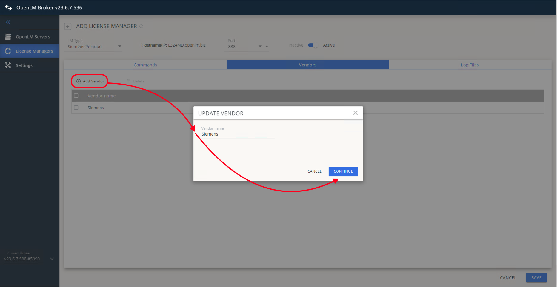 Log Files タブへ移動