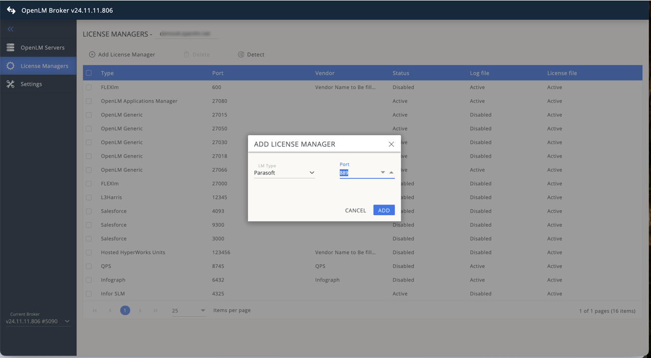 Parasoft ライセンスマネージャーを追加