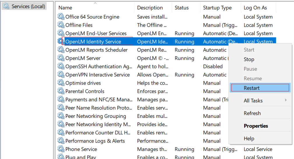 Restarting the Services