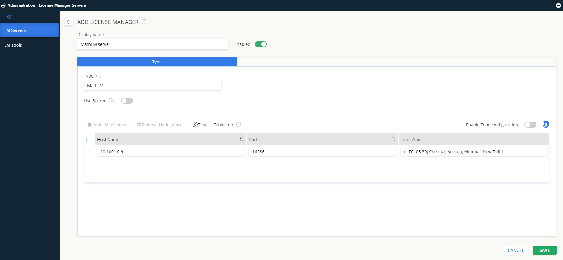 MathLM server configuration