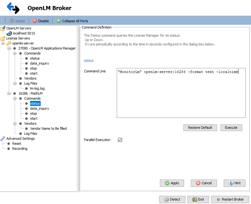 Broker MathLM command configuration