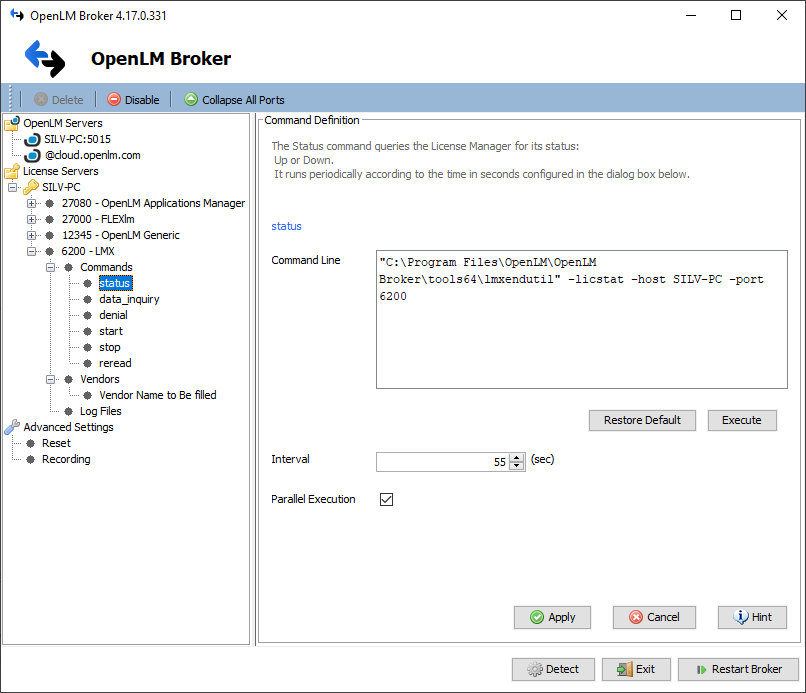 Broker LM-X command configuration
