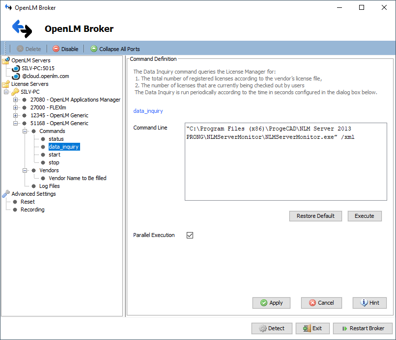 Broker commands configuration