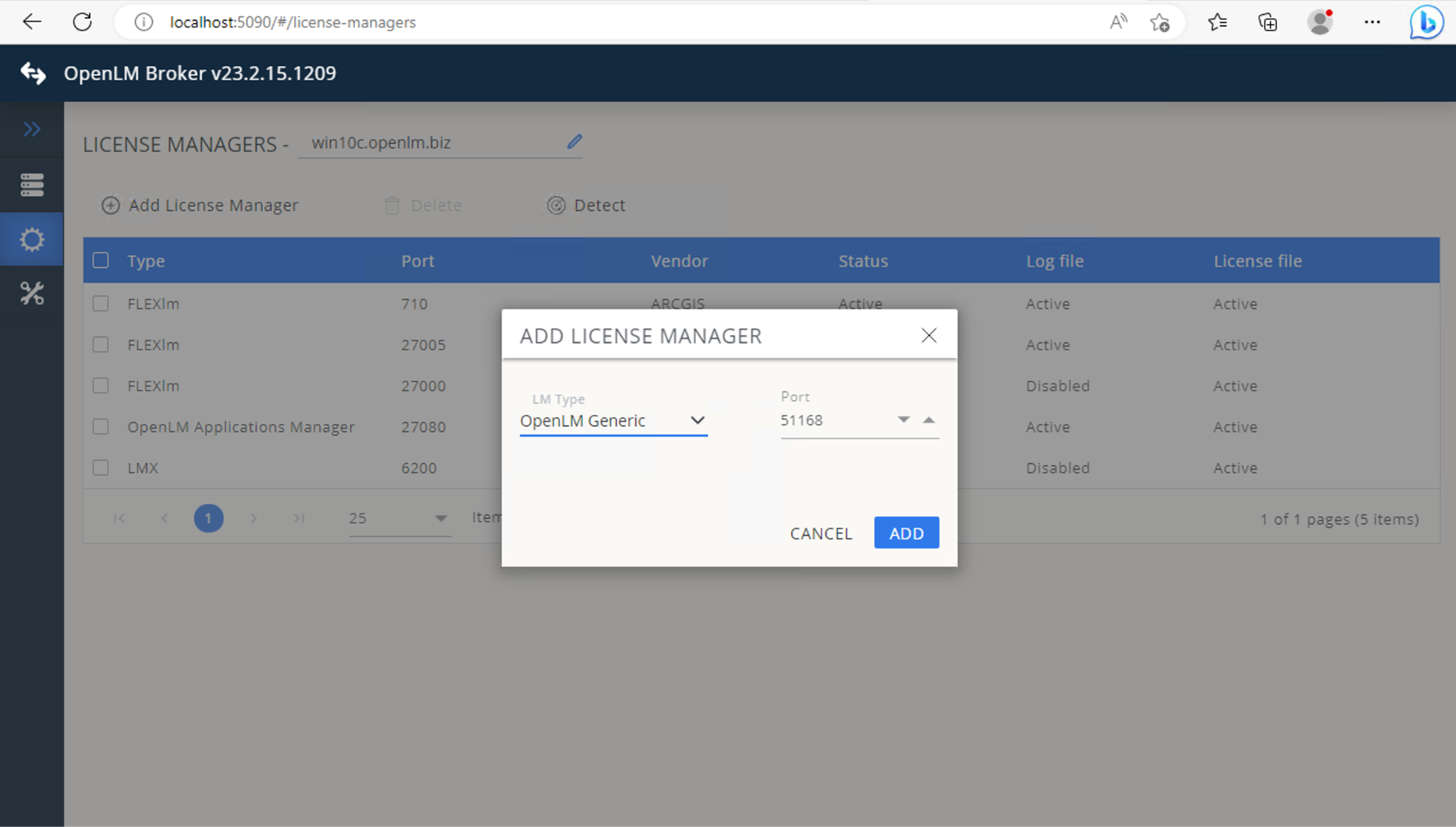 Add license manager web UI