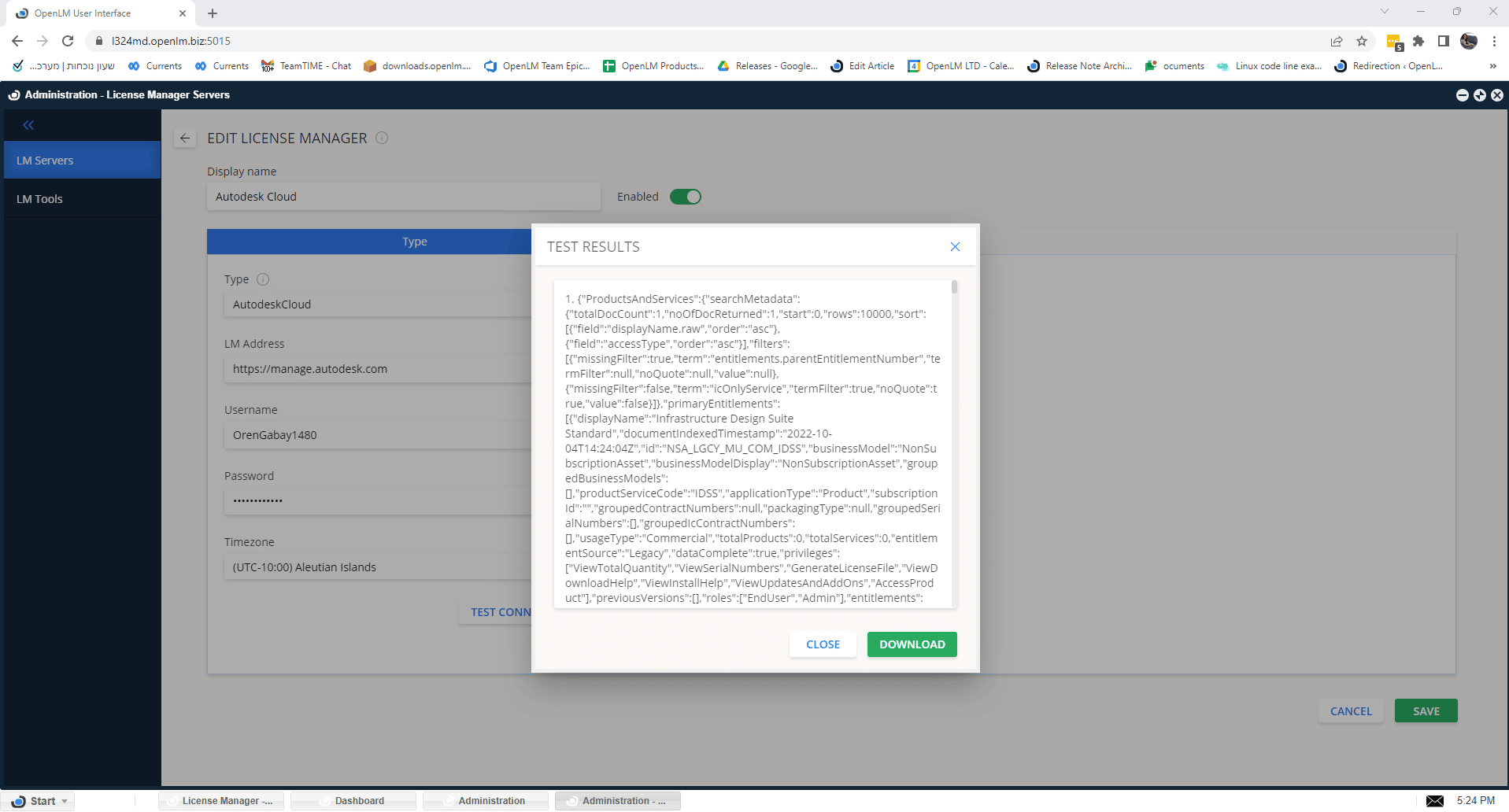 Test connection to Autodesk Cloud