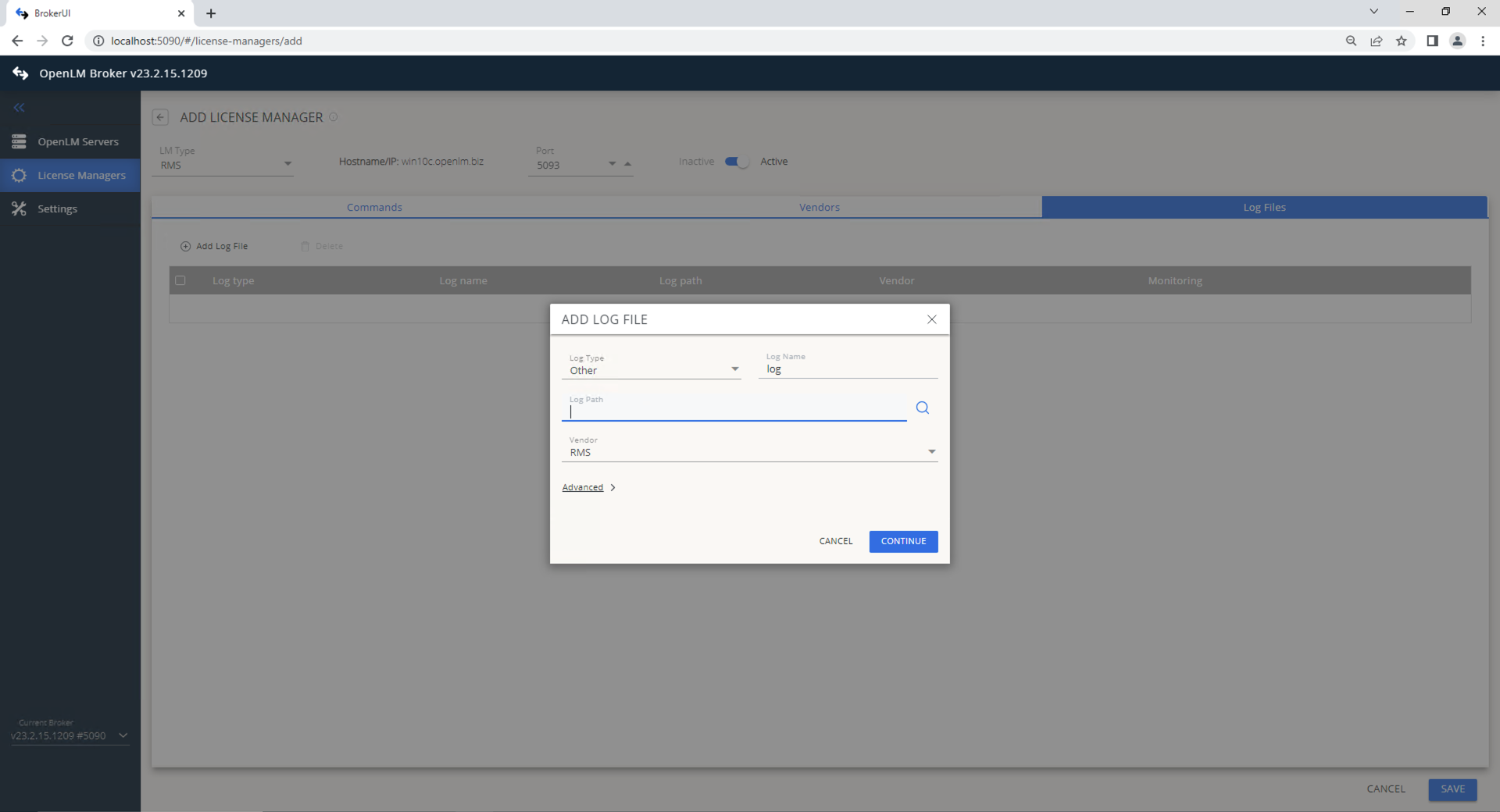 Broker UI configuration