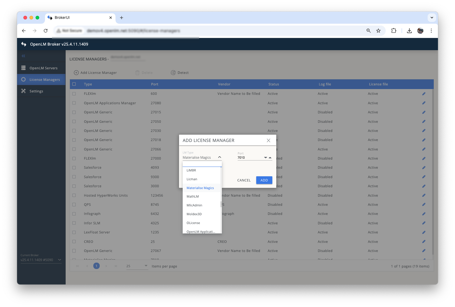 Diagram of OpenLM Broker connection to Materialise Magics license manager