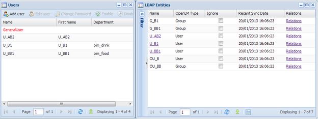 synchronization results in OpenLM User Interface