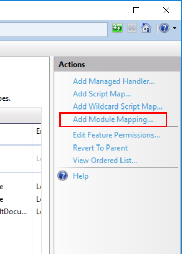 IIS Manager Add Module Mapping feature