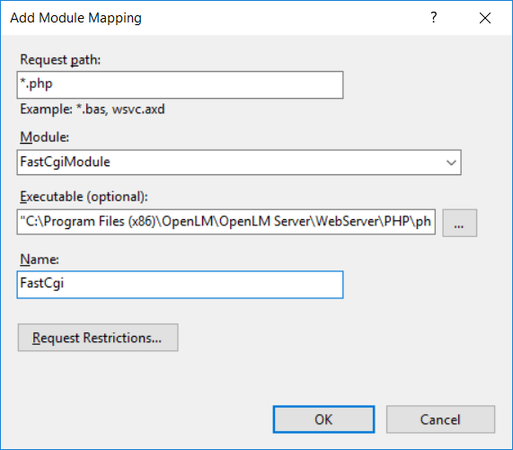 Add Module Mapping with fields set for enabling CGI