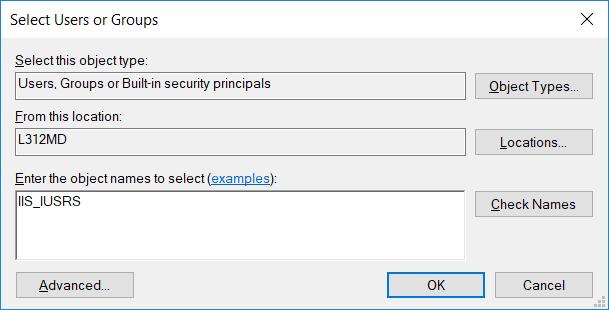 Assigning permissions to the IIS_IUSRS group