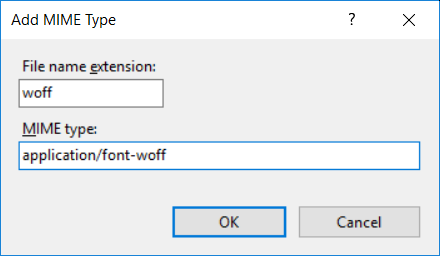 Add MIME Type dialog fields and options