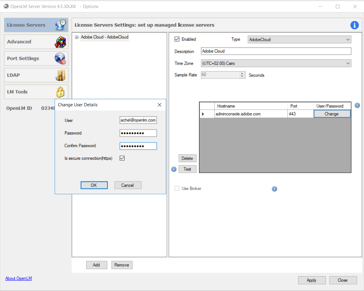 Obtaining license allocation information from the AdobeCloud license manager