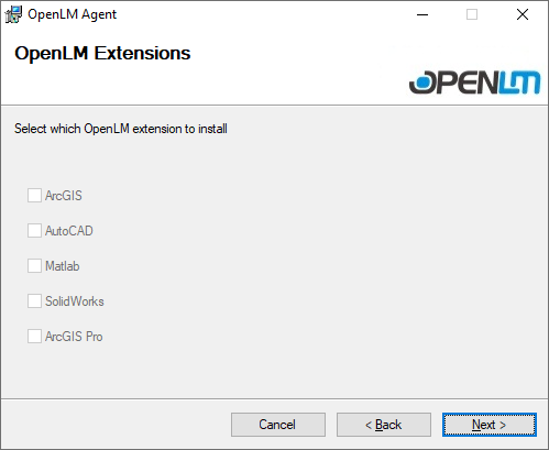 The OpenLM Extensions screen