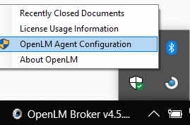 OpenLM Agent tray menu