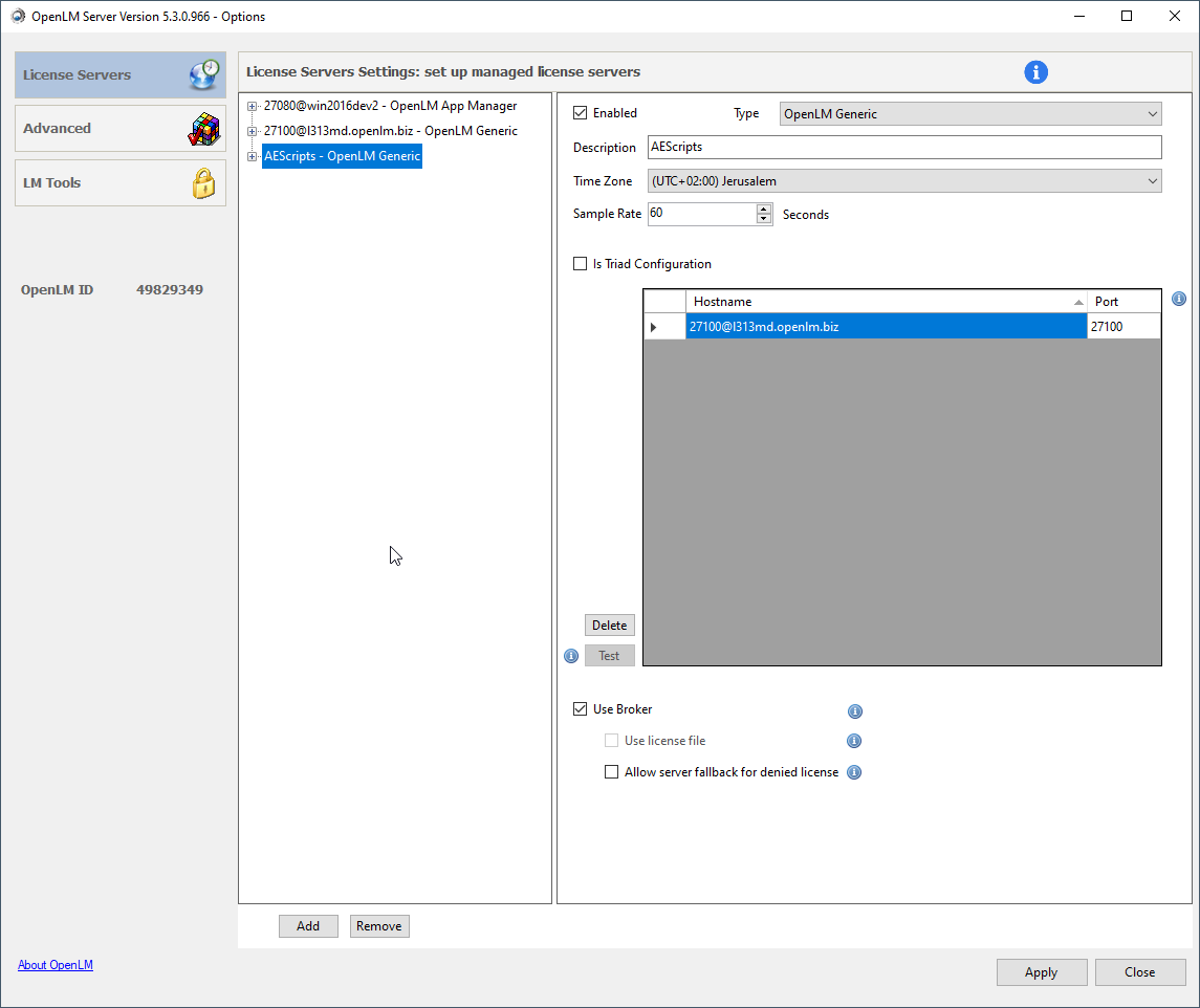 Manual OpenLM Server configuration with Windows configuration tool