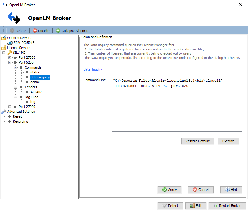 OpenLM Broker configuration for Altair License Server (ALS)