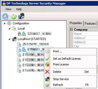 Print the license output from ESPRIT DP Technology Server